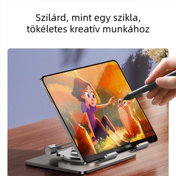 Tablettatartó J50 – fém, 360° forgás, állítható, kompatibilis az iPad/iPhone modellekkel, tömeg 495 g