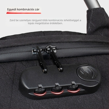 Hátizsák lopás elleni védelemmel, légáteresztő, vízálló, kopásálló anyagból, USB töltőporttal; belső zsebek laptop/tablet/ID számára