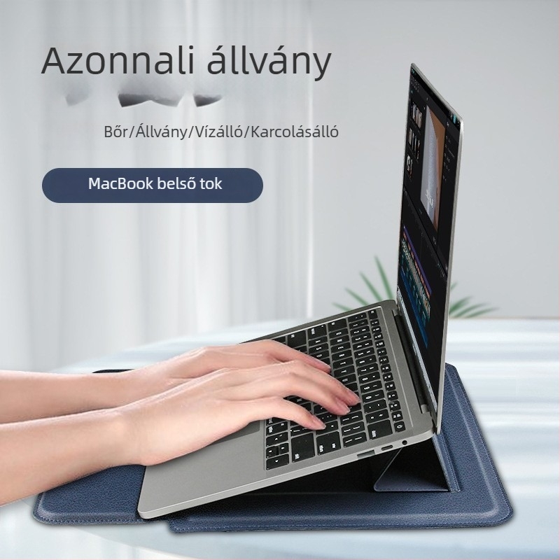 PU bőr tabletás táska beépített többfunkciós állvánnyal és bélésével, vízálló, kopásálló, lopás elleni védelem, földrengésálló, esővédő, clutch-stílusú