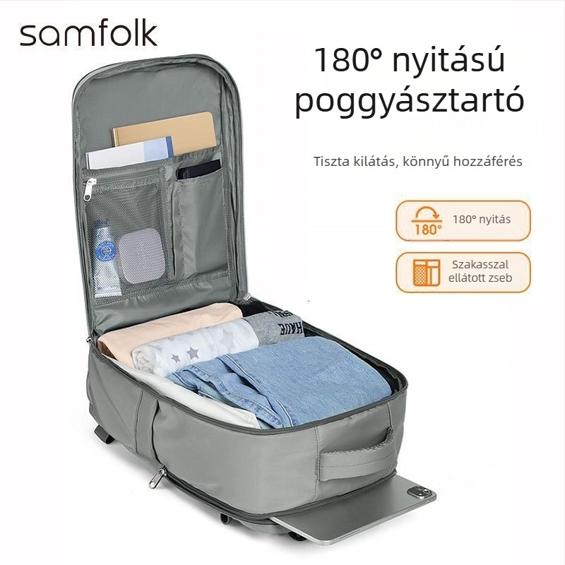 SAMFOLK utazó és üzleti hátizsák, nagy kapacitású, 15 hüvelykes laptophoz, textil (Márka: SAMFOLK; Laptop: 15 hüvelyk; Anyag: Textil; Nem: Férfi)