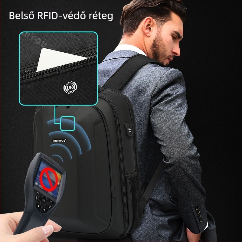 Vízálló keményhéjú laptop hátizsák üzleti utazásokhoz, EVA anyagból, 15 colos laptophoz, 20–35 L kapacitás, ergonikus hátsó panel