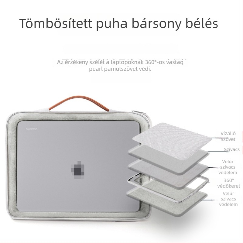 Laptop táska YKK cipzárral és ütés- és zuhanás elleni védelemmel; nejlon külső, vízálló, lélegző, kopásálló