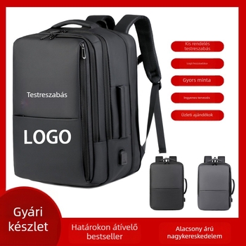Nyomtatott logóval ellátott laptop hátizsák üzleti utazásokhoz, bőrfilmes anyag, 20–35L kapacitás, légpárnás vállpántok, poliészter bélés