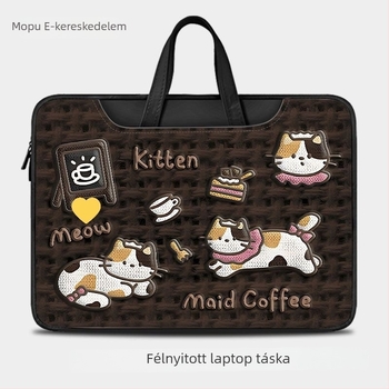 Aranyos karikatúra laptop táska PU bőrrel, 16 hüvelykes, esés elleni védelem