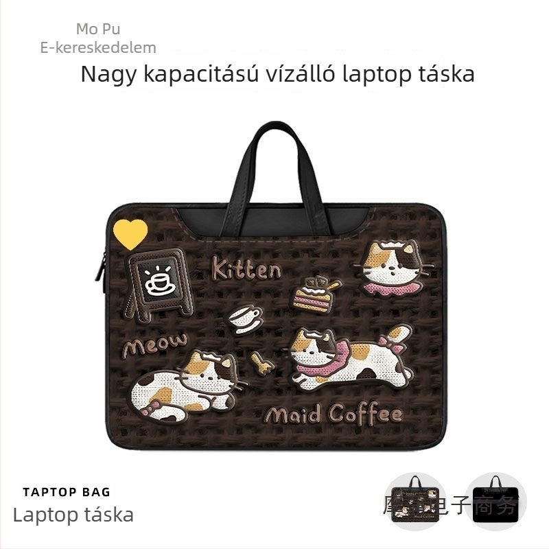 Aranyos karikatúra laptop táska PU bőrrel, 16 hüvelykes, esés elleni védelem