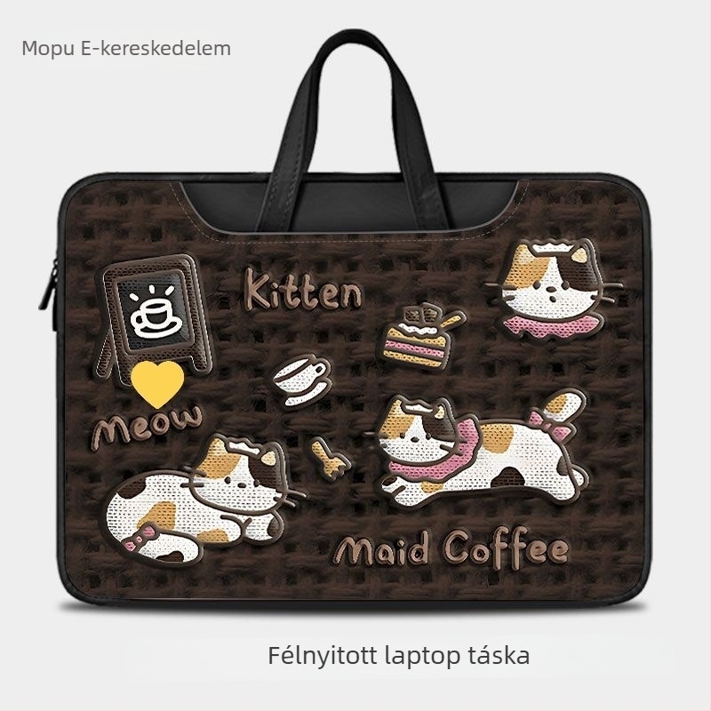 Aranyos karikatúra laptop táska PU bőrrel, 16 hüvelykes, esés elleni védelem
