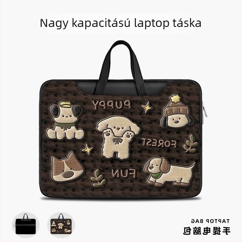 Aranyos karikatúra laptop táska PU bőrrel, 16 hüvelykes, esés elleni védelem