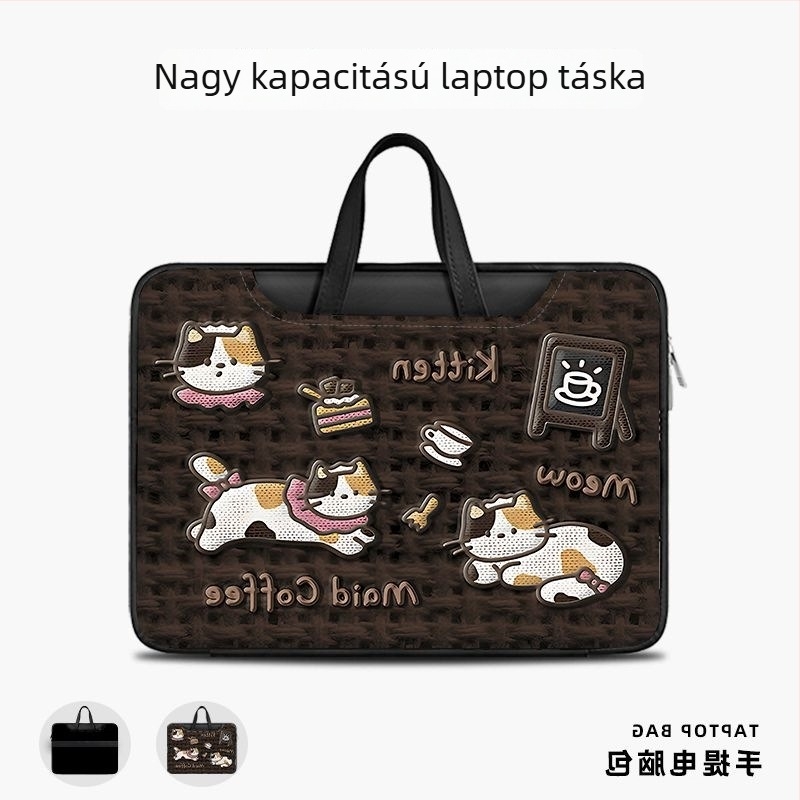 Aranyos karikatúra laptop táska PU bőrrel, 16 hüvelykes, esés elleni védelem