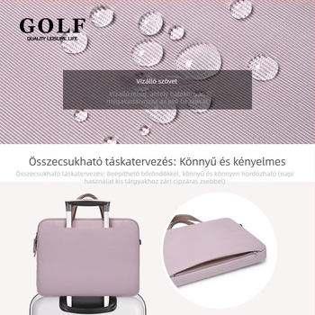 GOLF Laptoptáska védő tok belső zsebbel, kopásálló anyagú textil/szintetikus bőr, nagy kapacitás, vállon átívelő és crossbody hordozásra