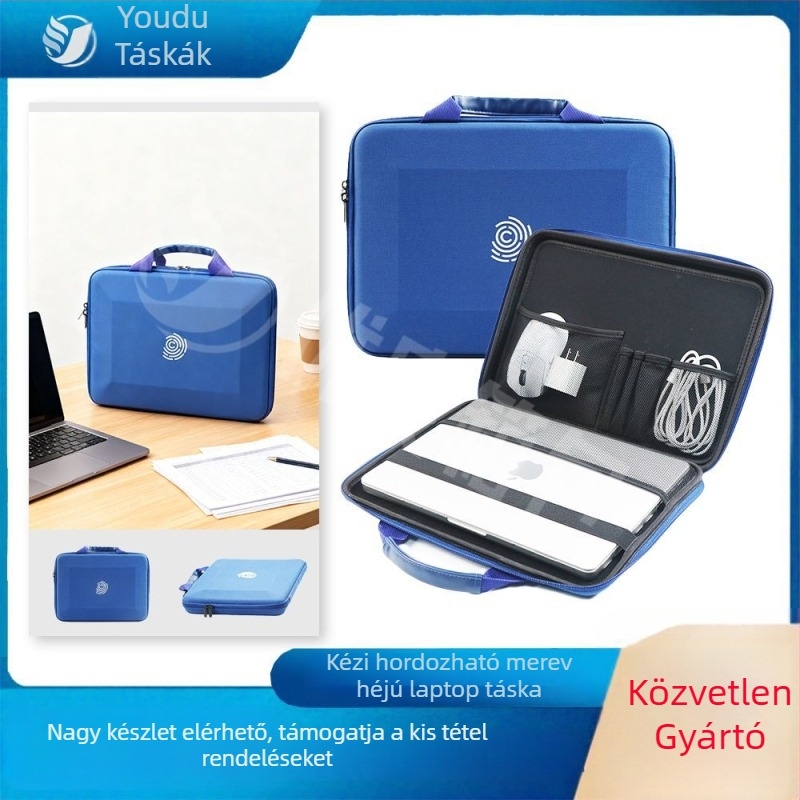 Oxford anyagú keményhéjú laptop táska, vízálló, kopásálló, ütésálló, belső kártyatartó zseb, hordozható dizájn, cipzáras záródás