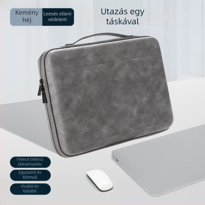 PU bőr textúrájú EVA keményhéjú, multifunkcionális laptop-táska 14–16 hüvelykes laptophoz, ütés- és fröccsenésálló, belső laptop tok
