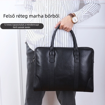 Cafen kelvri bőr laptop táska — felső réteg marhabőr, vízálló, ultrakönnyű, kopásálló, bővíthető