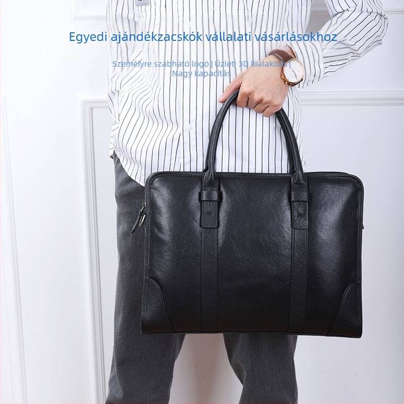 Cafen kelvri bőr laptop táska — felső réteg marhabőr, vízálló, ultrakönnyű, kopásálló, bővíthető