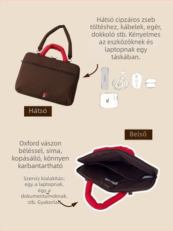 Gomba hímzéses laptop táska - rendkívül könnyű; geometriai minta; poliészter külső; poliészter bélés; friss és édes stílus