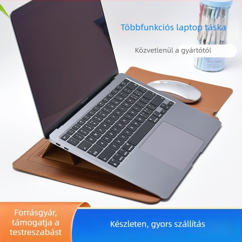 Többfunkciós egyszerű laptop táska hűtőállvánnyal és egérpaddal, 12,9–13 hüvelykes MacBook belső tok