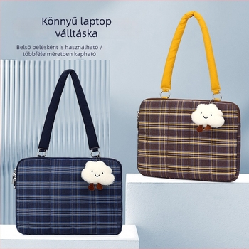 Válltáska laptophoz skót kockás mintával, retro stílus, belső rekesz 10/13/16 hüvelykes eszközökhöz