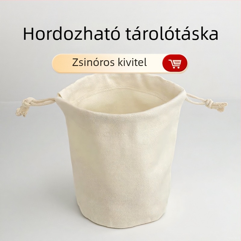 Vászonból készült hengeres táska húzózsinórral, belső zseb a tároláshoz, por- és nedvességálló, utazáshoz ideális