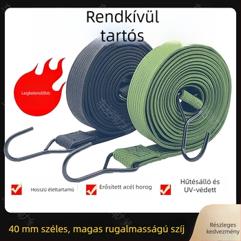 Rugalmas poggyászszalag — megvastagított, tartós, kopásálló, szélesebb autóhasználatra (Anyag: kevert anyagok; Márka: Unique)