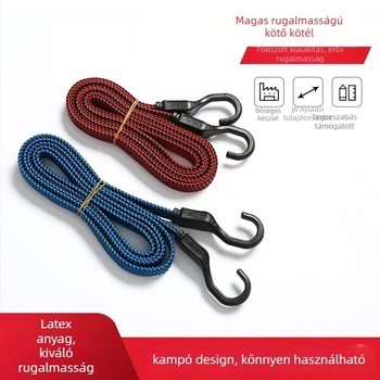 Motorkerékpárhoz használható elasztikus csomagtartó kötél kampóval, latex és nylon anyagból, testreszabható, Rising Sun márka