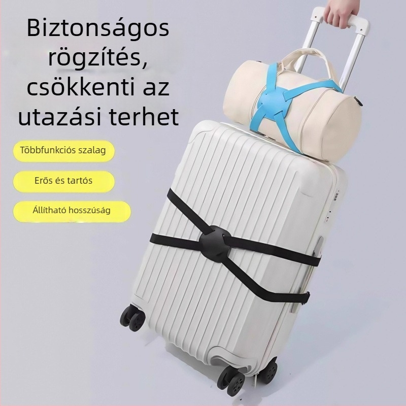 8-as alakú megerősített bőröndheveder, anti-theft funkcióval, utazási kiegészítő, corduroy anyag