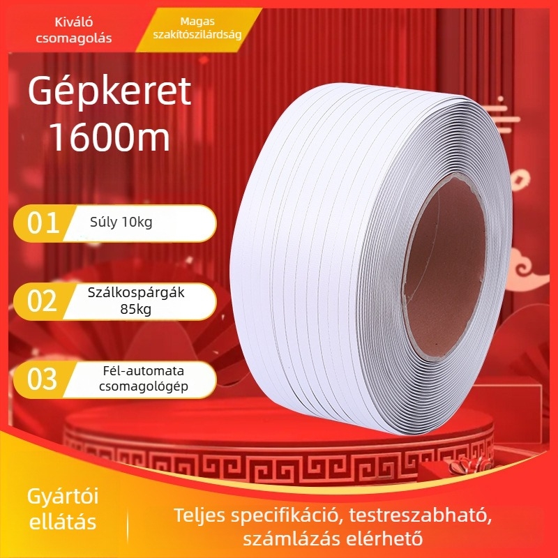 PP csomagoló szalag, fél-automata szalag, vastagság 0,8 mm, szakítószilárdság 85 kg, márka Tensile, termék csomagoláshoz