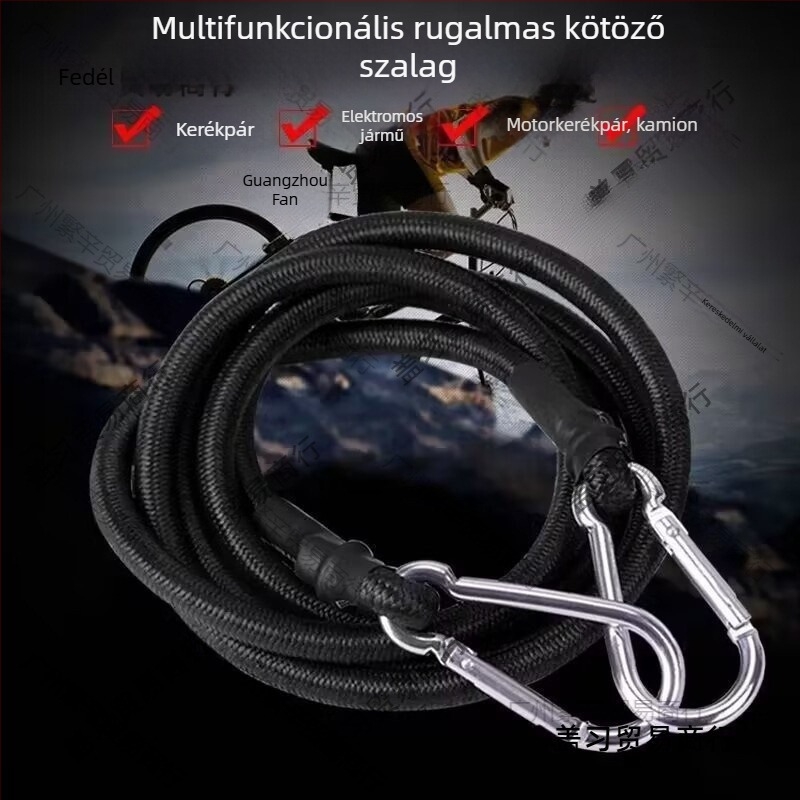 Motorkerékpár rögzítő kötél, többfunkciós, erős poliészter és bőrből készült fonal, teherbírás 25 kg
