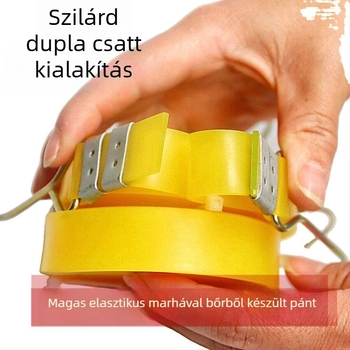 Rugalmas poggyász-kötöző szalag; anyag: borjúbőr; típus: rugalmas szalag; alkalmas poggyász kötözésére; elérhető különböző hosszúságok