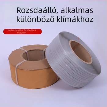 Kétoldalú PP csomagoló szalag gépi használatra, 0,6 mm vastagság, 20 kg szakítóerő, 10 kg tömeg