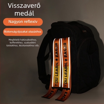 Reflektív medálos pánt a poggyászhoz és hátizsákhoz, poliészter ctzd, világító