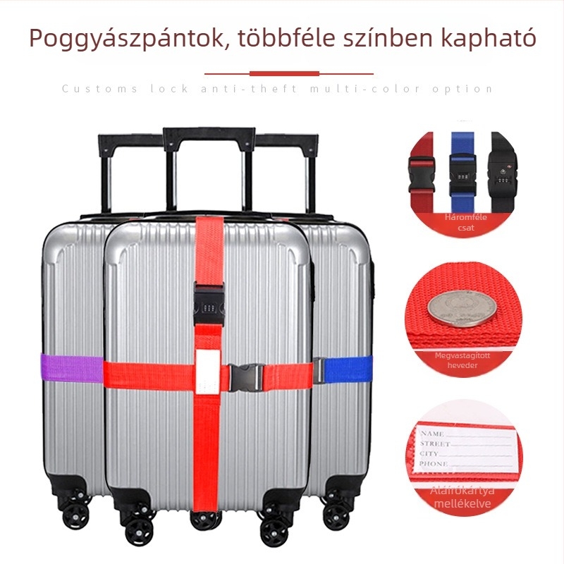 Bőröndhöz való csatos pánt számzáras záróval – Velcro nylonszalag utazásokhoz