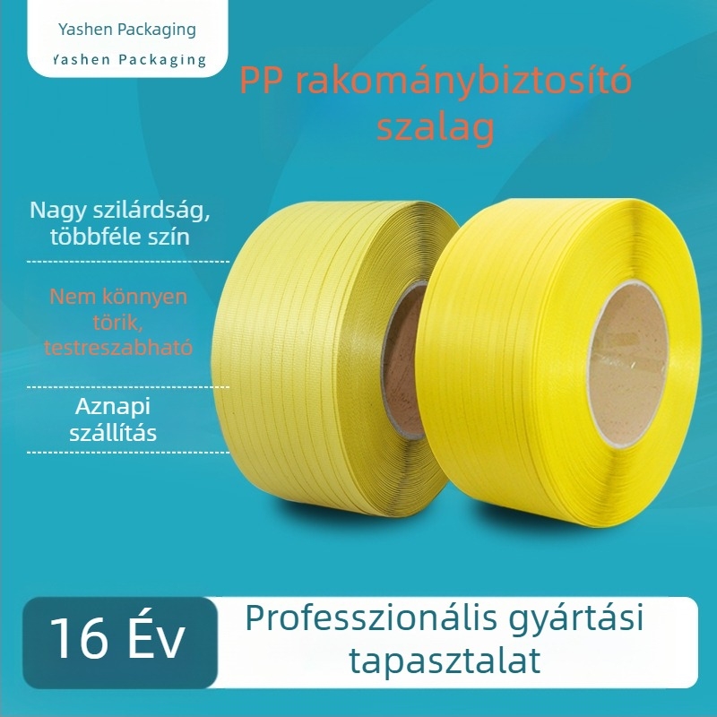 Sárga átlátszó PP csomagoló kötöző szalag, polipropilén, 12 mm x 0,7 mm x 2800 m