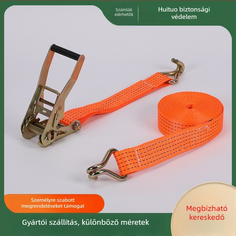 Poliészterből készült heveder dupla kampókkal poggyászhoz és teherautókhoz, sima felület, testreszabható opciók