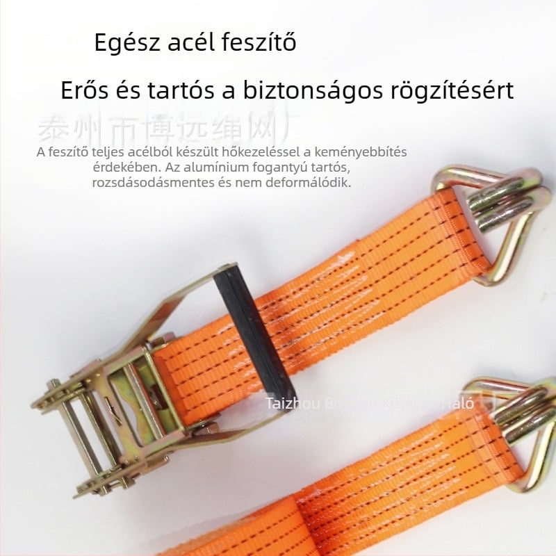 Erős poliészter heveder kettős kampóval, teher rögzítéséhez