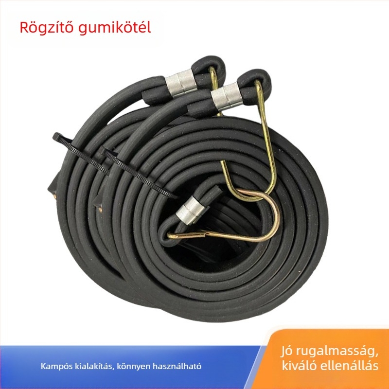 Butil-kábel rögzítő heveder kettős kampóval, 1 m, elektromos járművek dobozaihoz, motorkerékpárokhoz és kerékpárokhoz