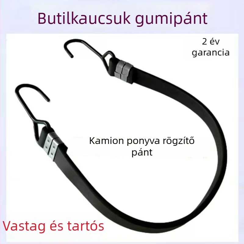 Megvastagított rugalmas hevederek teherautóponyva és félpótkocsi ponyva fixálására – tartós rögzítő kötelek