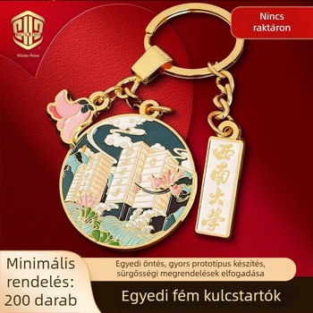 Fém kulcstartó, modern minimalista stílus, testreszabható, üzleti ajándék