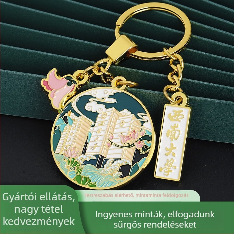 Fém kulcstartó, modern minimalista stílus, testreszabható, üzleti ajándék