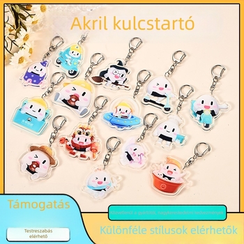 Akril kulcstartó karikatúra stílussal – személyre szabott hátizsák-dísz