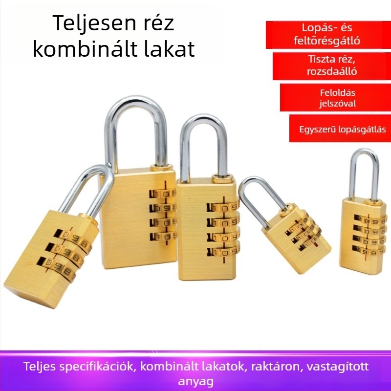 Kis sárgaréz lakat 3 kerékkel, kombinációs zár poggyászhoz és szekrényekhez