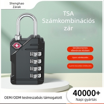 4 számjegyű kombinációs zár poggyászhoz, TSA-kompatibilis, cinkötvözet, modell CH-561, 3 mm vastagságú záróoszlop