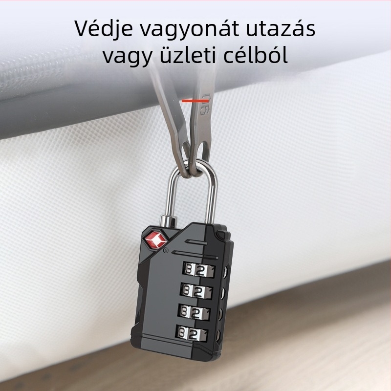 4 számjegyű kombinációs zár poggyászhoz, TSA-kompatibilis, cinkötvözet, modell CH-561, 3 mm vastagságú záróoszlop
