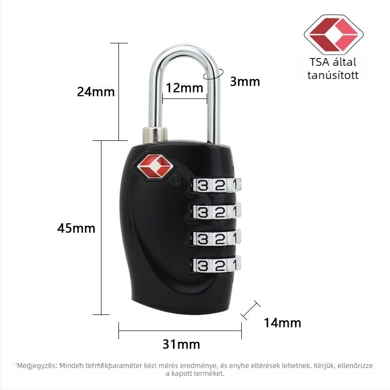 TSA330 Mechanikus lakat cinkötvözetből utazótáskákhoz 4 számjegyű kombinációval