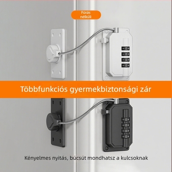 Lyukasztás nélküli jelszavas zár – lopás elleni, zár a fiókokhoz és a szekrényekhez, gyermekbiztonság, modell Hr refrigerator lock 258, hűtőhöz és ablakhoz