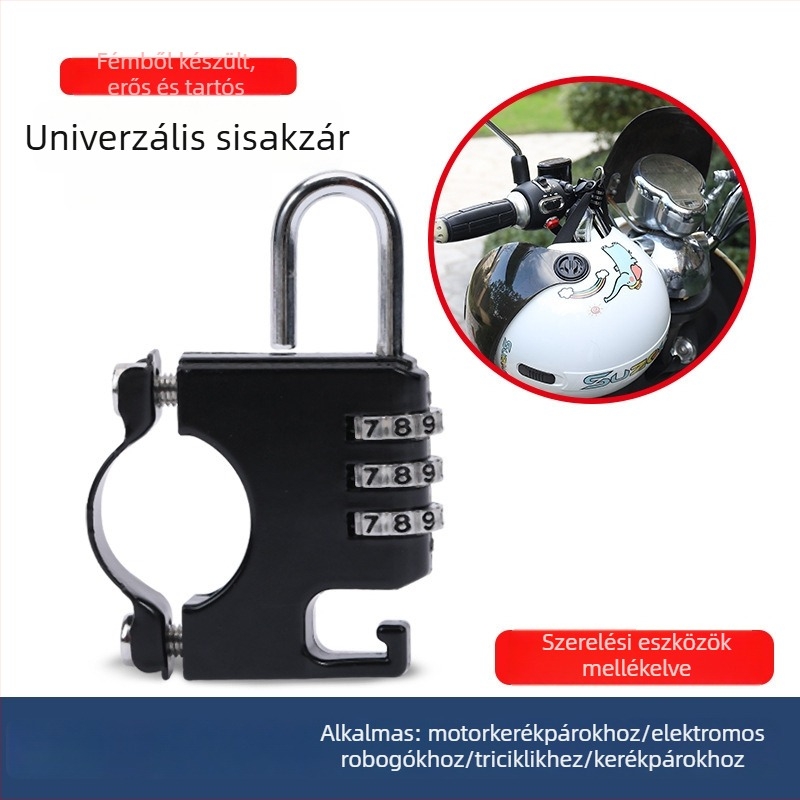 8100 Bukósisakhoz való jelszavas zár elektromos járművekhez, háromjegyű mechanikus zár