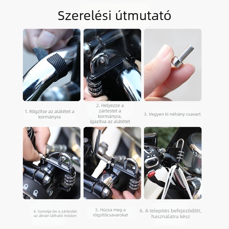 8100 Bukósisakhoz való jelszavas zár elektromos járművekhez, háromjegyű mechanikus zár