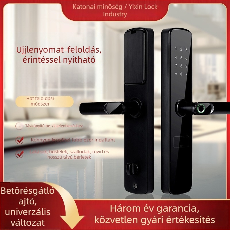 Okos ujjlenyomat-zár apartmanokhoz, jelszóval és alkalmazásvezérléssel — Bluetooth hozzáférés, elektronikus ajtózár rövid távú bérléshez