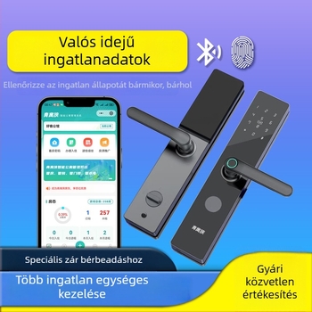 Bluetooth ajtózár ujjlenyomat-, jelszó- és kártyaolvasóval lakásokhoz, kompatibilis az apartmanmenedzsment rendszerrel