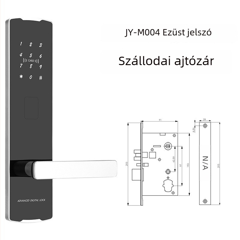 HF-K4 Alumínium ötvözetű okos zár szállodai használatra Bluetooth, IC-kártya/mágneskártya, jelszó és szenzoros zár