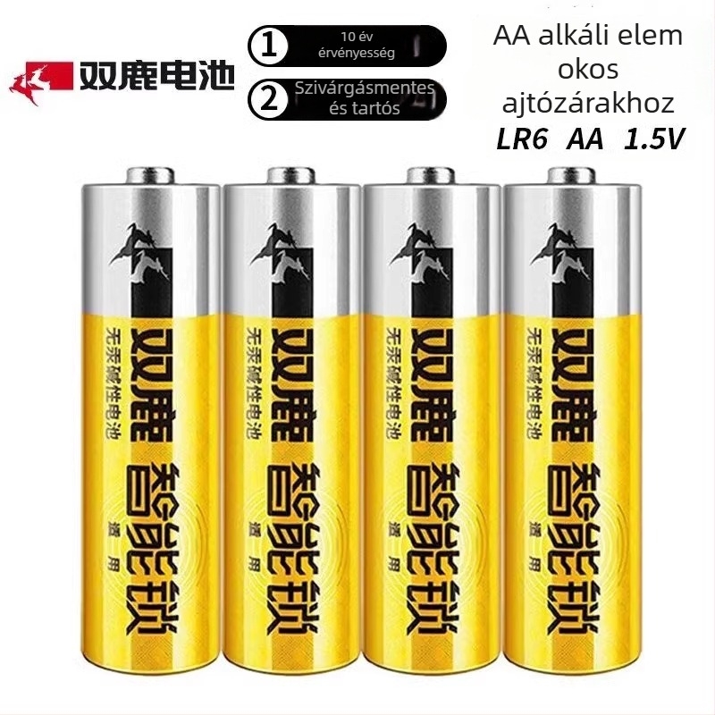 Double Deer AA alkáli elem No. 5 okos ajtózárakhoz, 1,5 V, környezetbarát