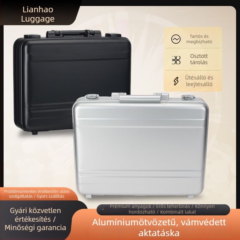 Zárható alumínium ötvözetű tok dokumentumok és 15,6 hüvelykes laptophoz, hordozható szerszámkészlet, összecsukható